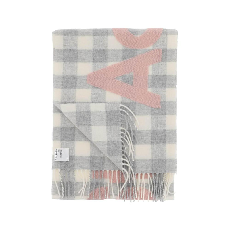 Sciarpe, Cappelli E Guanti Acne Studios "Checked Scarf With Logo Pattern" - Blanc - Femme