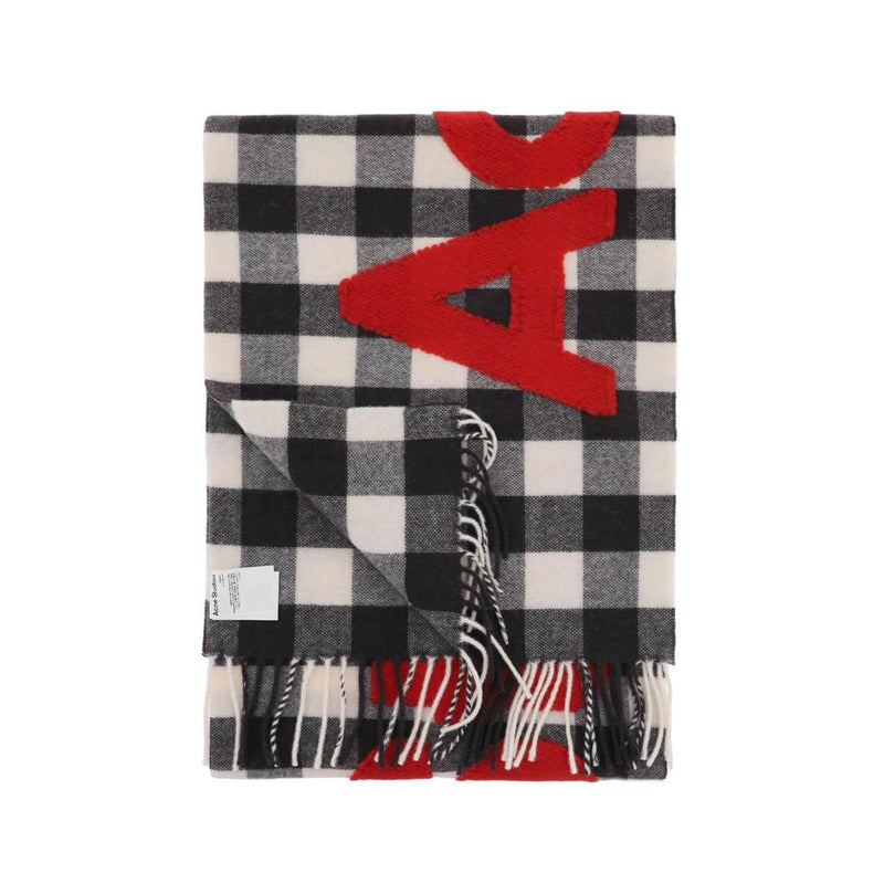 Sciarpe, Cappelli E Guanti Acne Studios "Checked Scarf With Logo Pattern" - Blanc - Femme