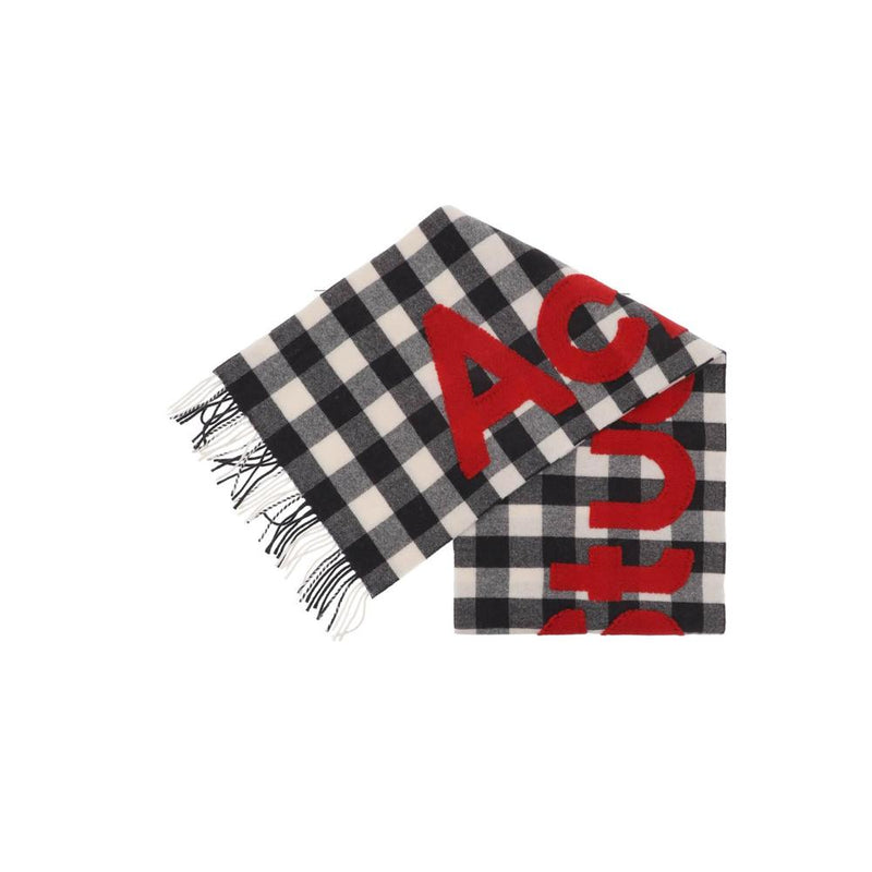 Sciarpe, Cappelli E Guanti Acne Studios "Checked Scarf With Logo Pattern" - Blanc - Femme