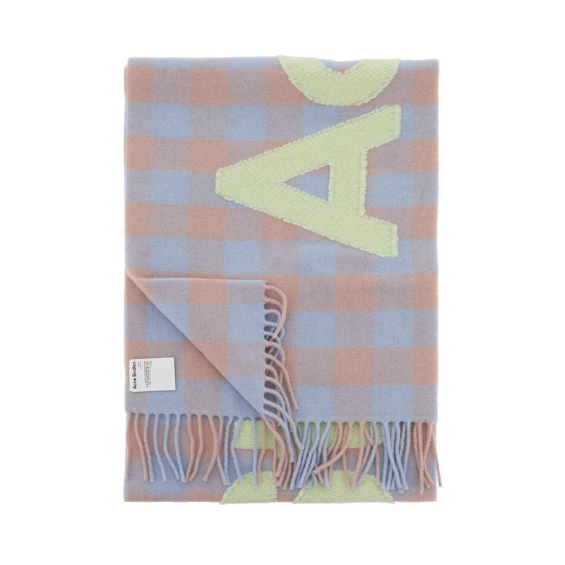 Sciarpe, Cappelli E Guanti Acne Studios "Checked Scarf With Logo Pattern" - Rose - Femme