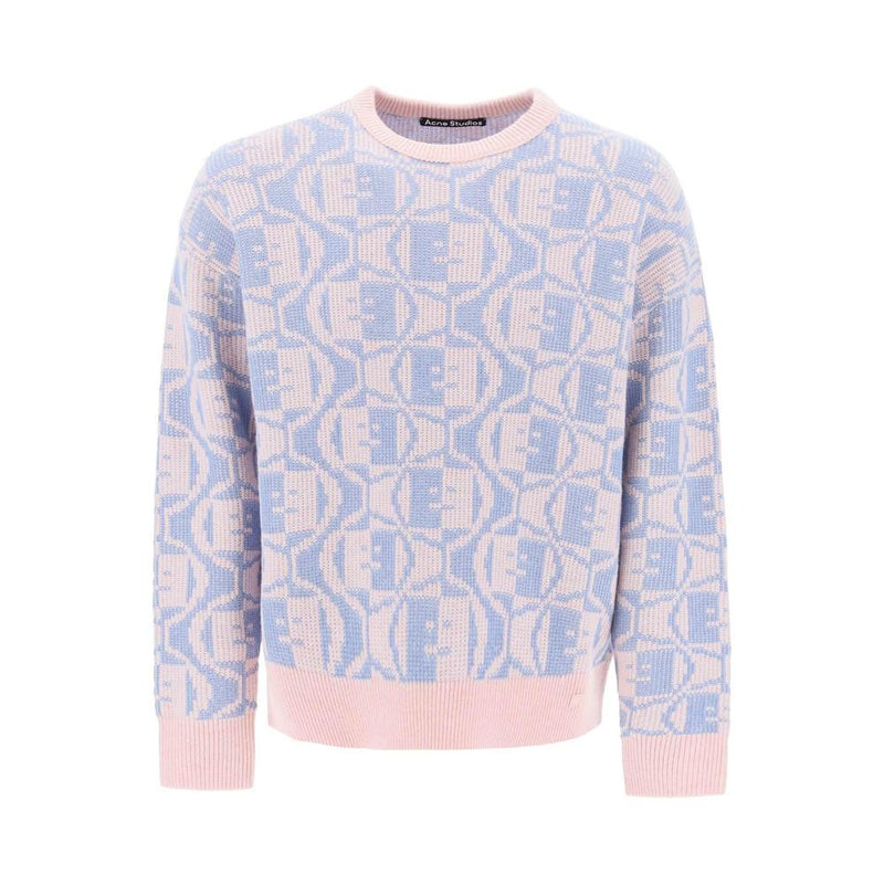 Pullovers Acne Studios Crewneck Jacquard Face - Bleu Clair - Femme