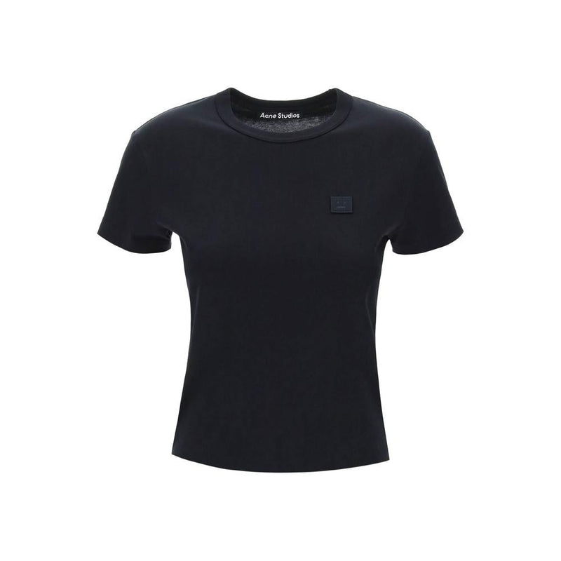 T-Shirt Acne Studios Crew-Neck T-Shirt With Logo Patch - Noir - Femme