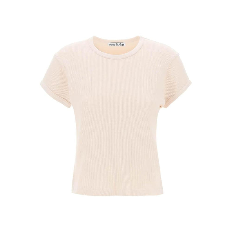 T-Shirt Acne Studios Cotton Honeycomb Pattern T-Shirt - Rose - Femme