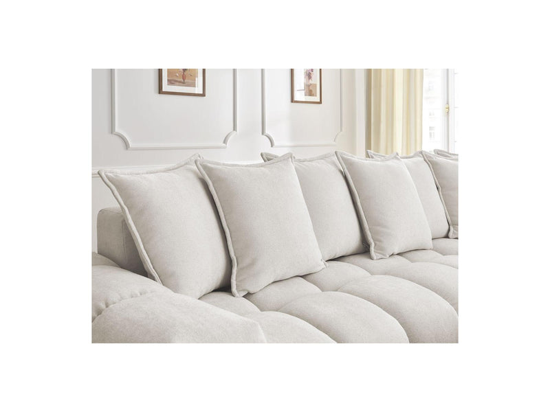 Canapé D'Angle Fixe - Everest - Tissu Texturé - Angle Droit - 10 Coussins