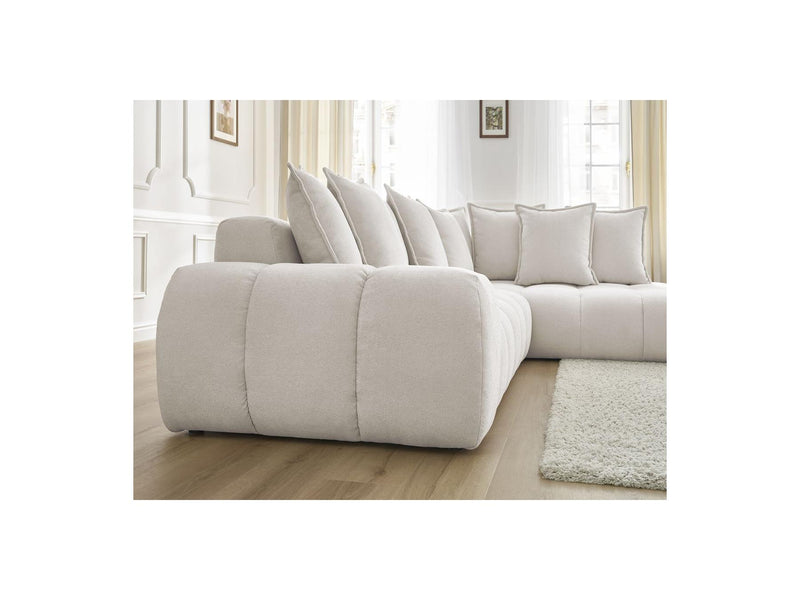 Canapé D'Angle Fixe - Everest - Tissu Texturé - Angle Droit - 10 Coussins