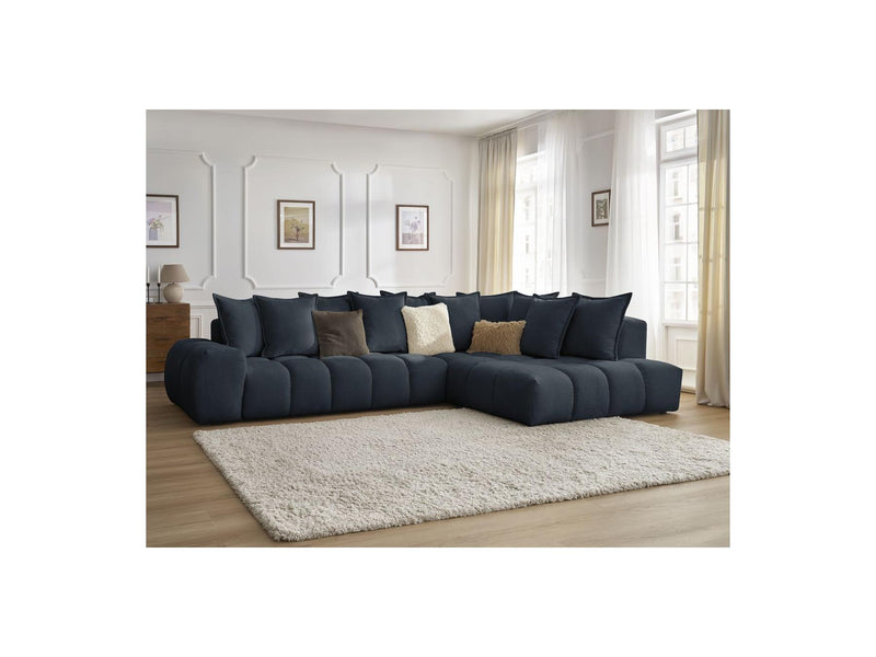 Canapé D'Angle Fixe - Everest - Tissu Texturé - Angle Droit - 10 Coussins