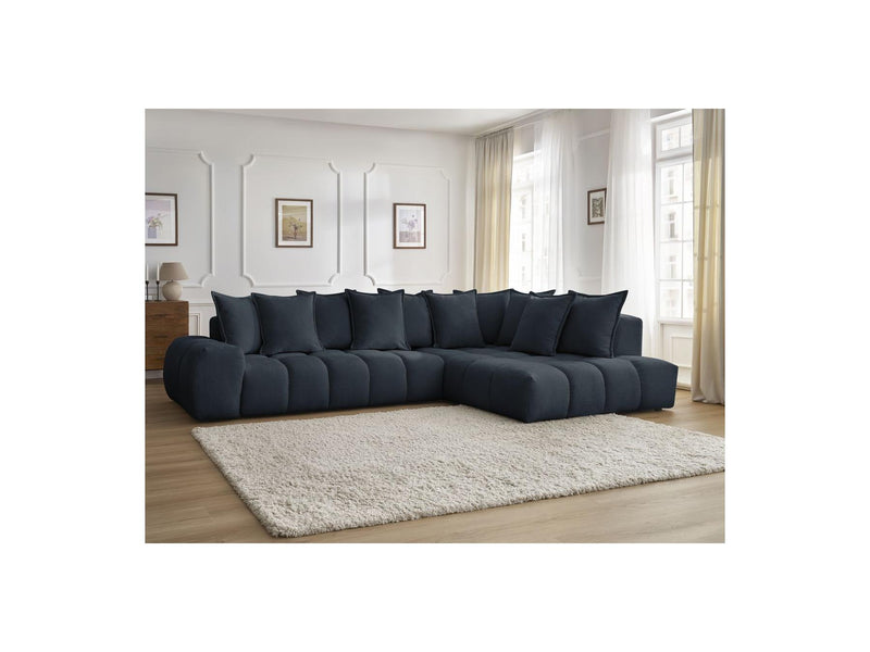 Canapé D'Angle Fixe - Everest - Tissu Texturé - Angle Droit - 10 Coussins