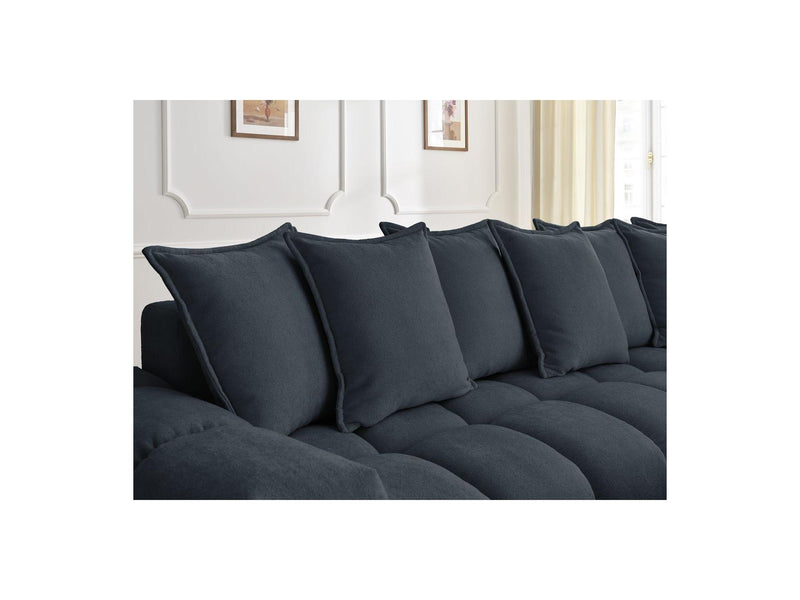 Canapé D'Angle Fixe - Everest - Tissu Texturé - Angle Droit - 10 Coussins