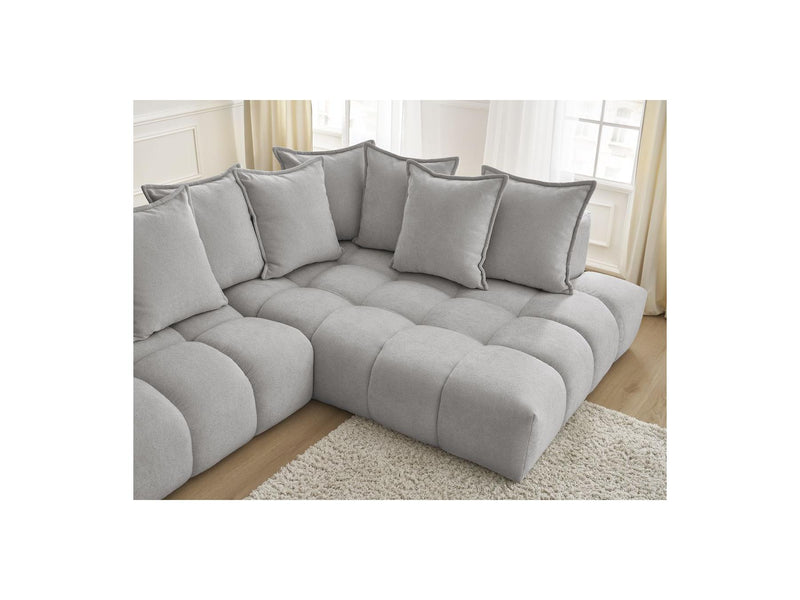 Canapé D'Angle Fixe - Everest - Tissu Texturé - Angle Droit - 10 Coussins