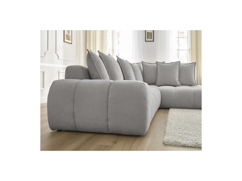 Canapé D'Angle Fixe - Everest - Tissu Texturé - Angle Droit - 10 Coussins