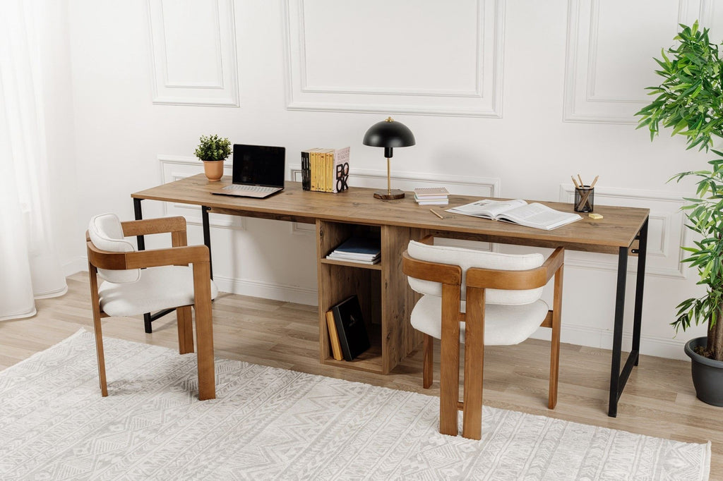 Twin Study Desk - Bureau - Atlantic Pine/Noir