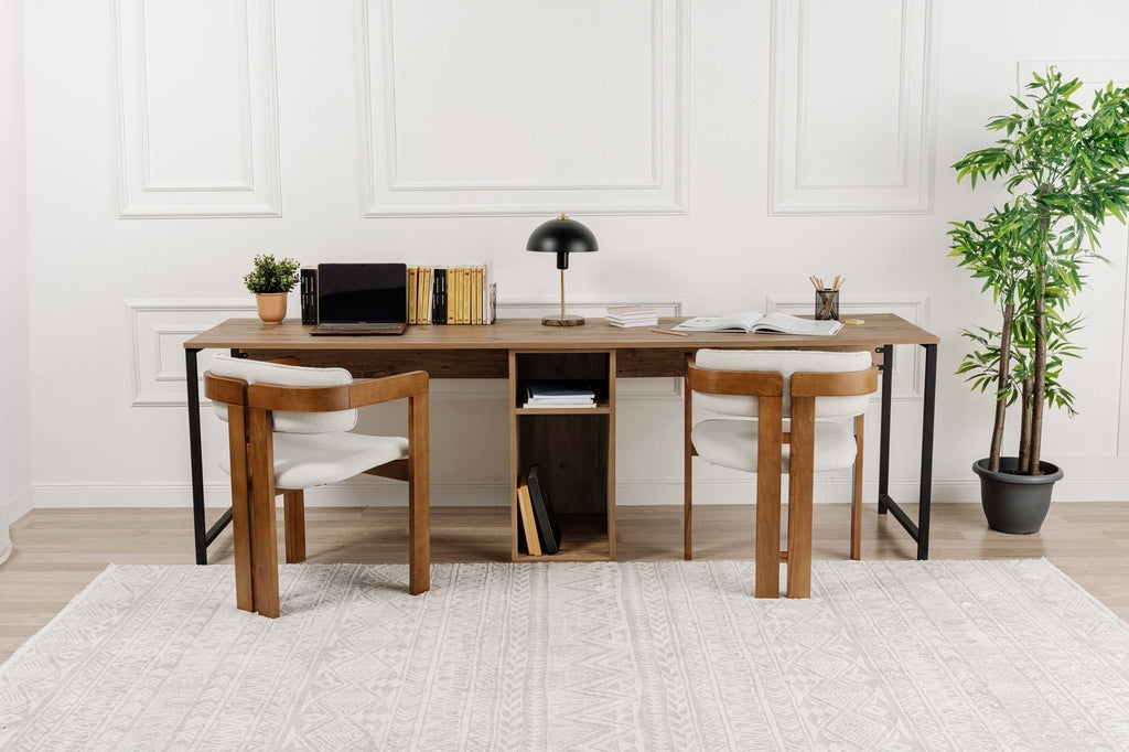 Twin Study Desk - Bureau - Atlantic Pine/Noir