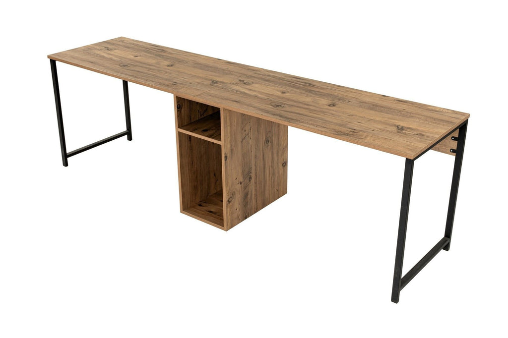 Twin Study Desk - Bureau - Atlantic Pine/Noir