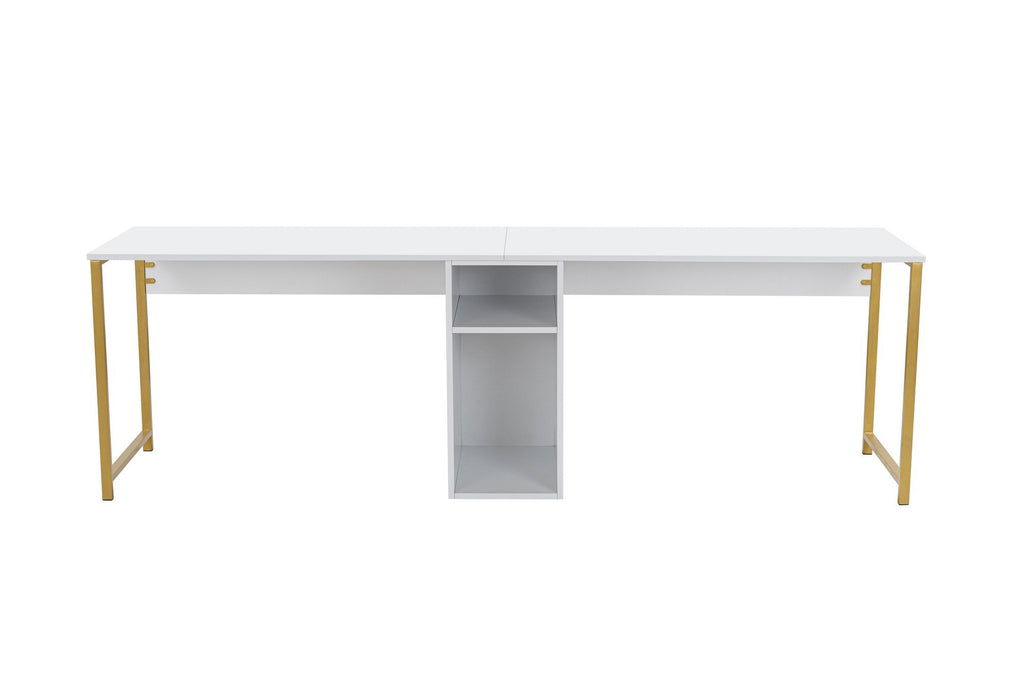 Twin Study Desk - Escritorio - Blanco/Dorado