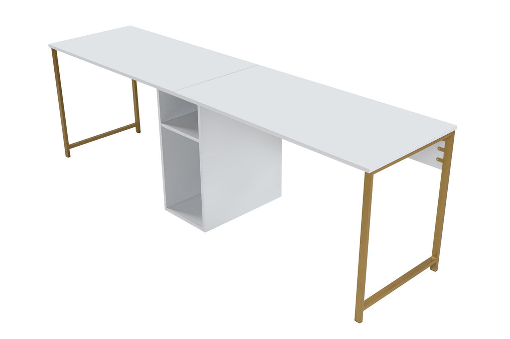 Twin Study Desk - Escritorio - Blanco/Dorado