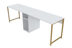 Twin Study Desk - Escritorio - Blanco/Dorado