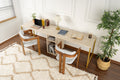 Twin Study Desk - Desk - Travertine/Gold