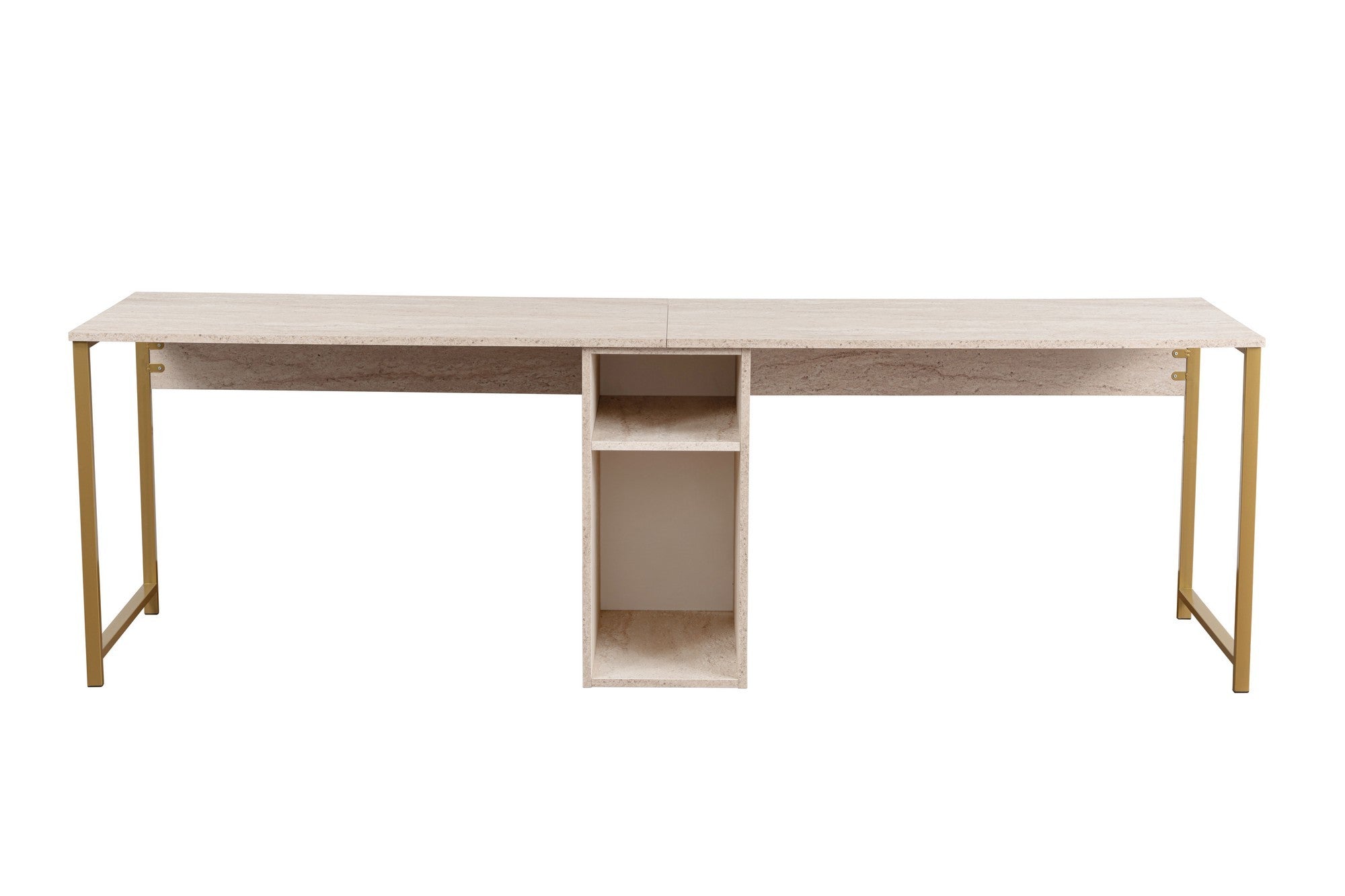 Twin Study Desk - Desk - Travertine/Gold