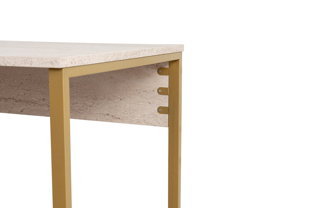 Twin Study Desk - Desk - Travertine/Gold