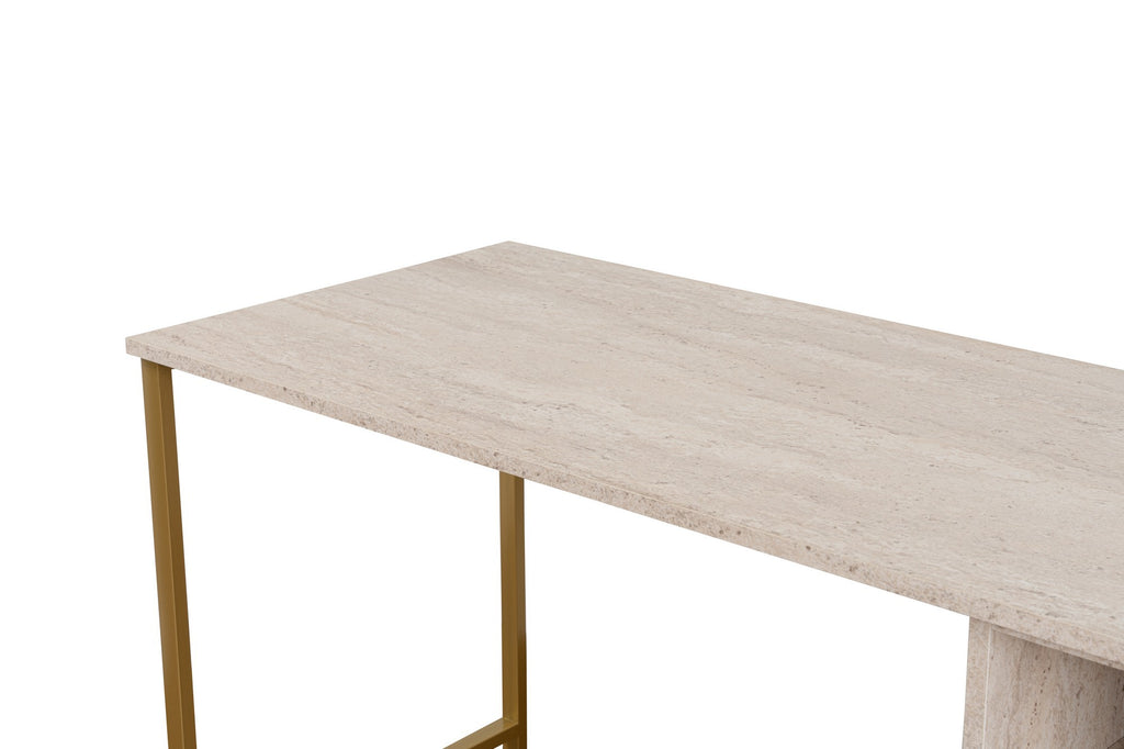 Twin Study Desk - Desk - Travertine/Gold