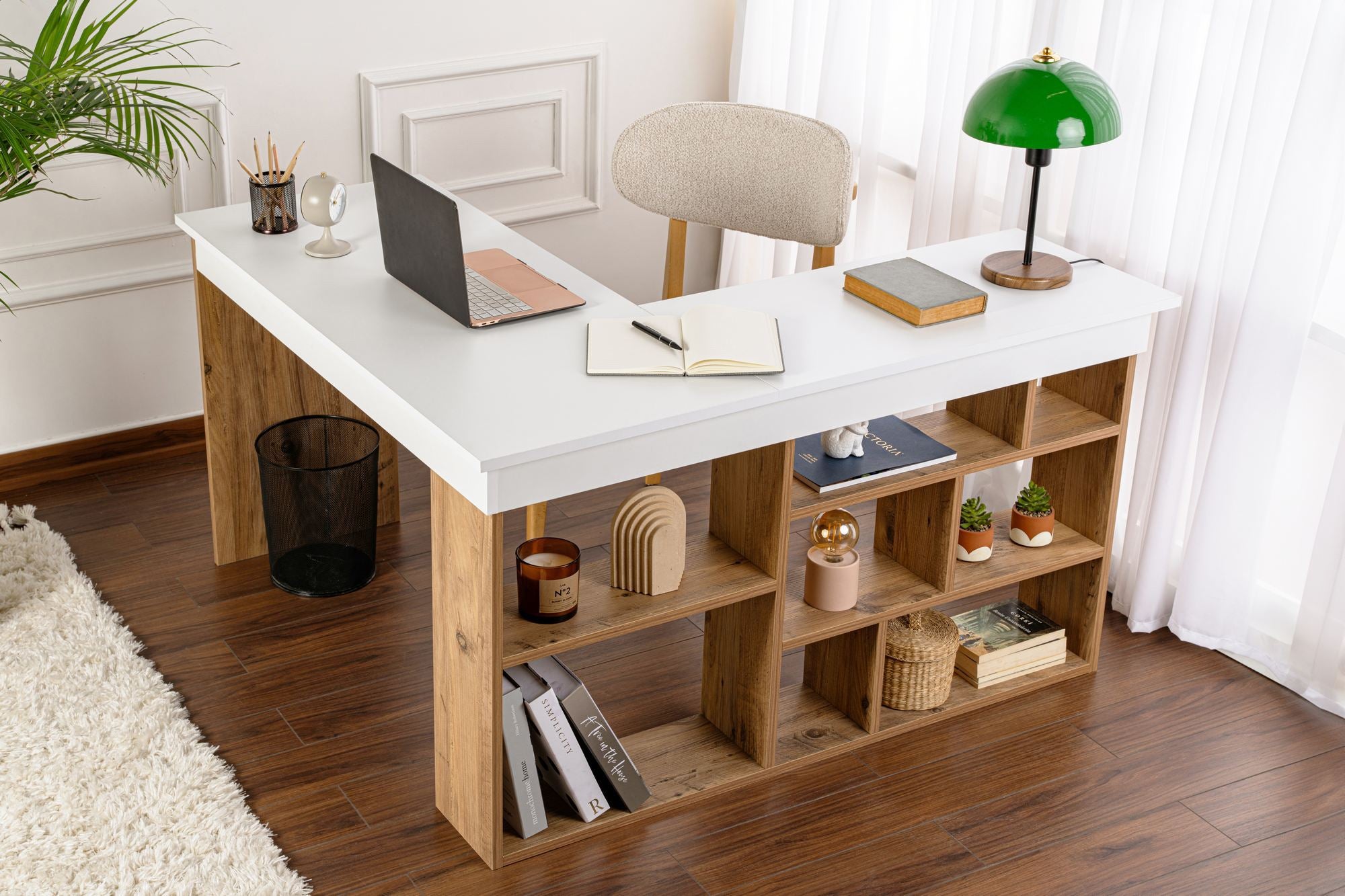 Vesper - Escritorio - Blanco/Atlantic Pine