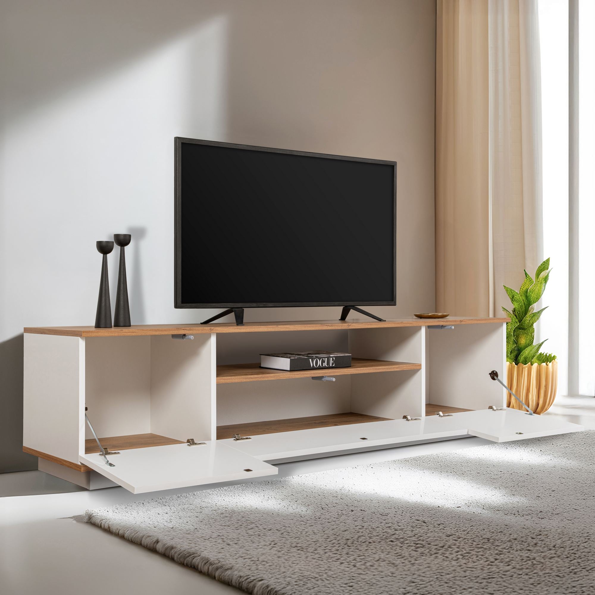 Veramont - TV Stand - White/Atlantic Pine