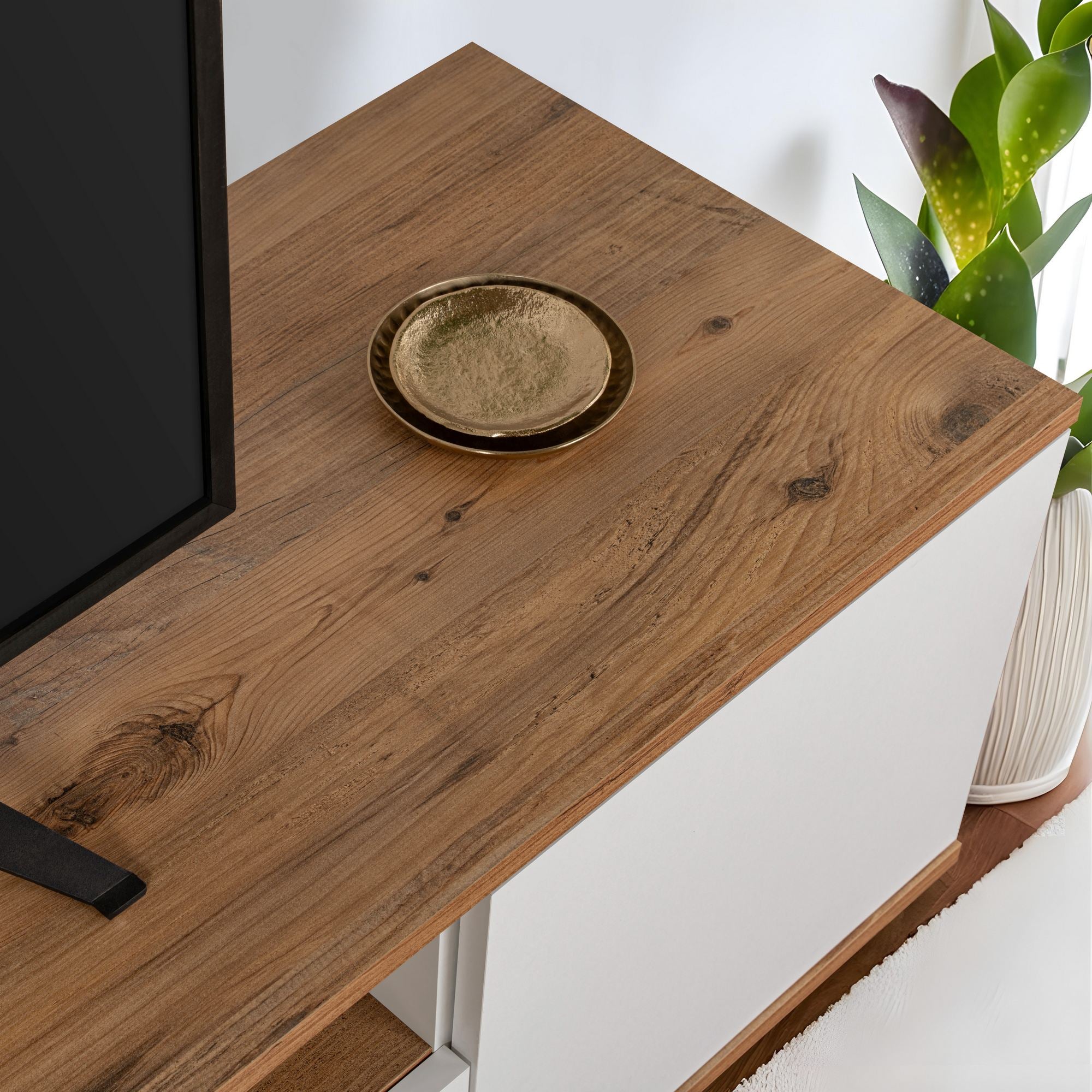 Veramont - TV Stand - White/Atlantic Pine