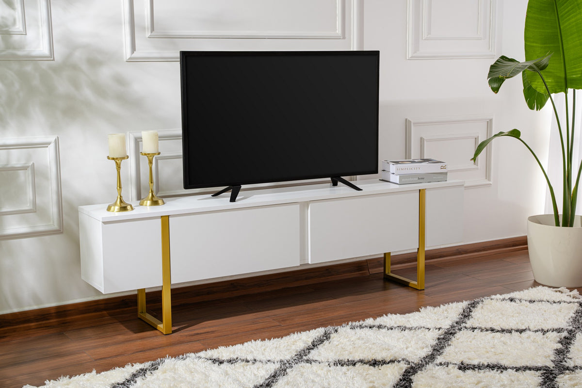 Serenity - TV Stand - White/Gold