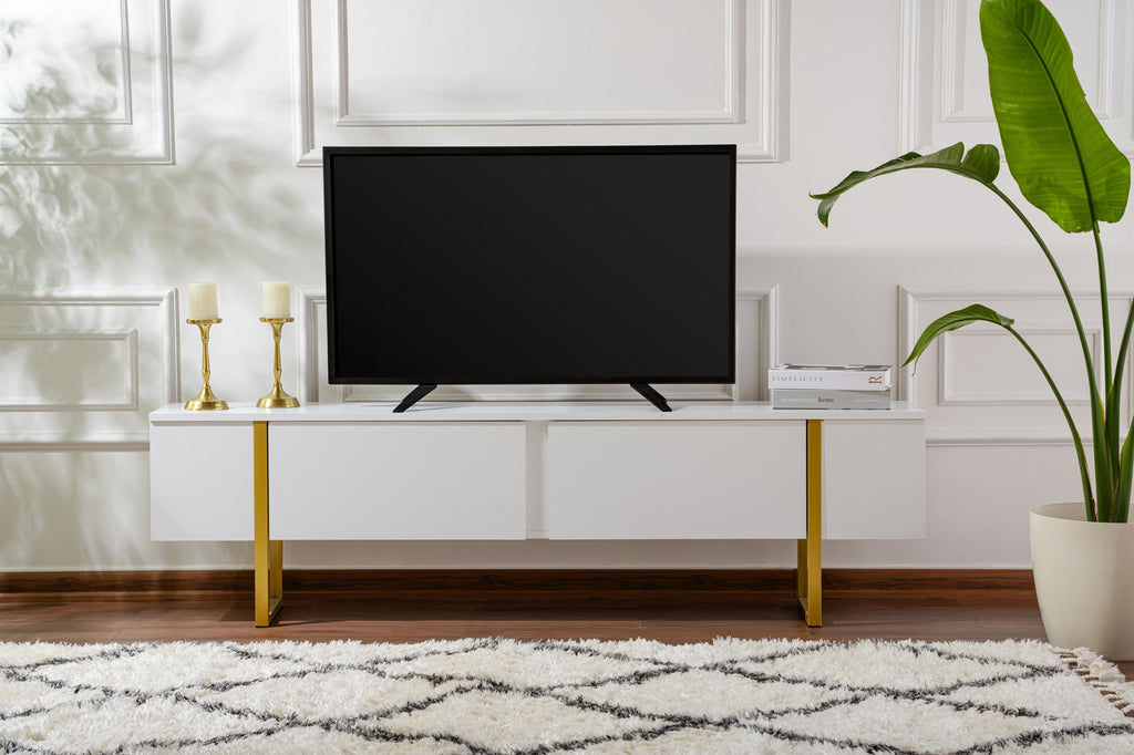 Serenity - TV Stand - White/Gold