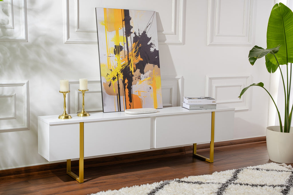 Serenity - TV Stand - White/Gold