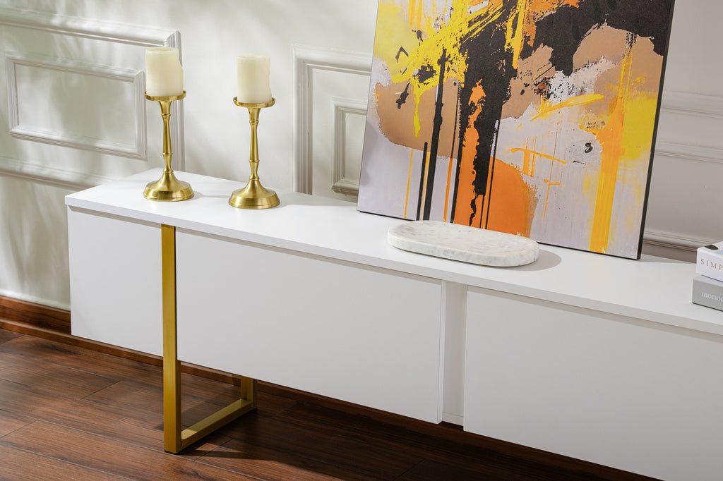 Serenity - TV Stand - White/Gold