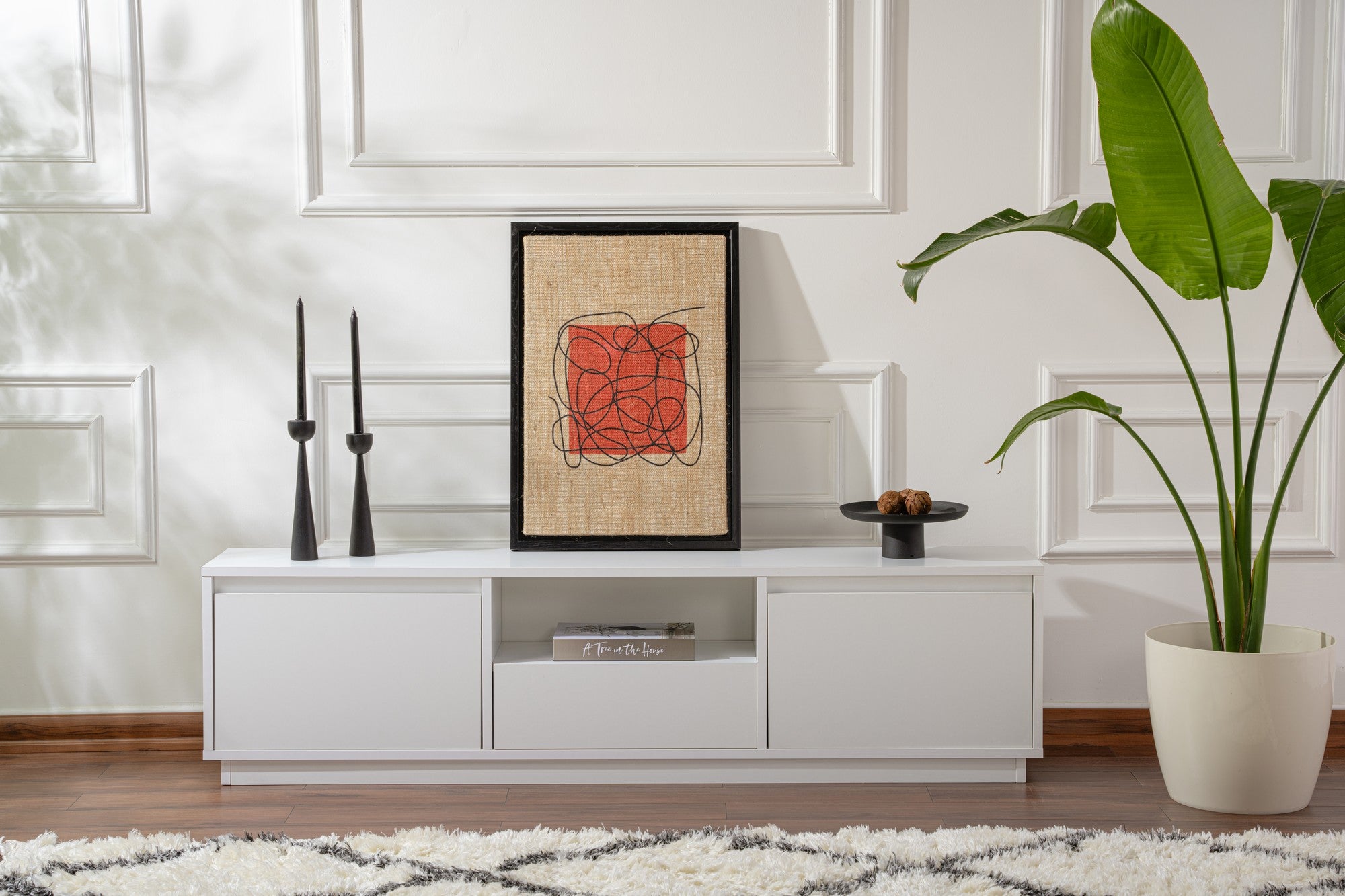 Vanguard - TV Stand - Natural White