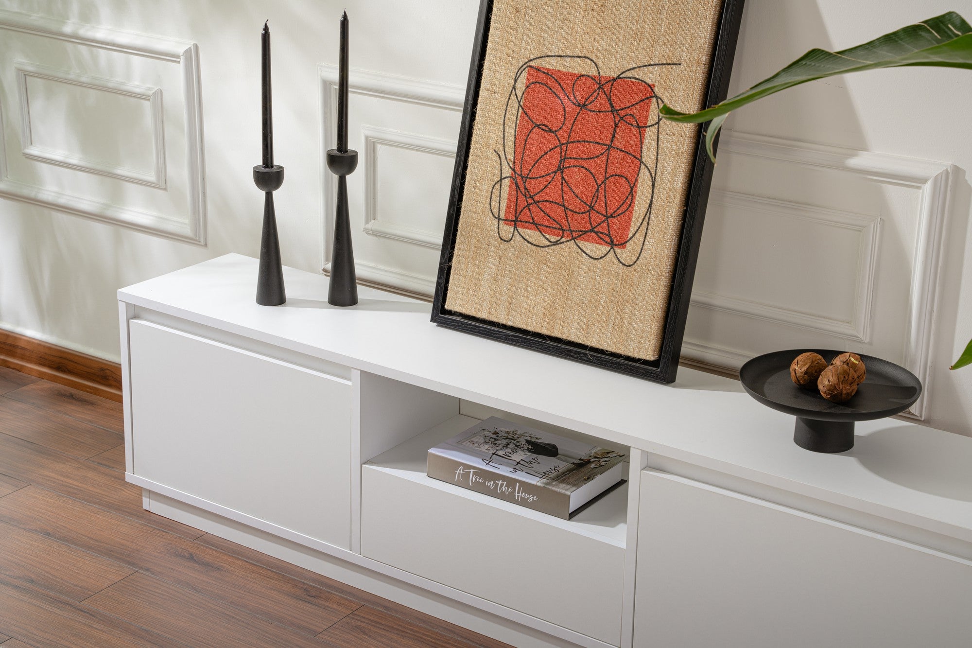 Vanguard - TV Stand - Natural White