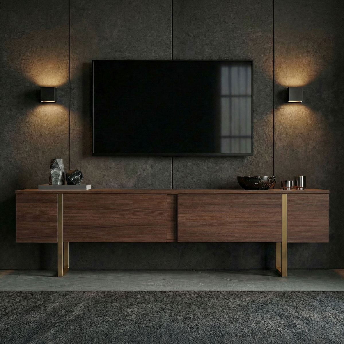 Onera - TV Unit - Milano Walnut/Gold
