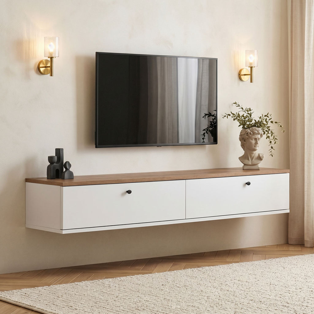 Meubles Tv Ligne 160 - Pin Atlantique / Blanc