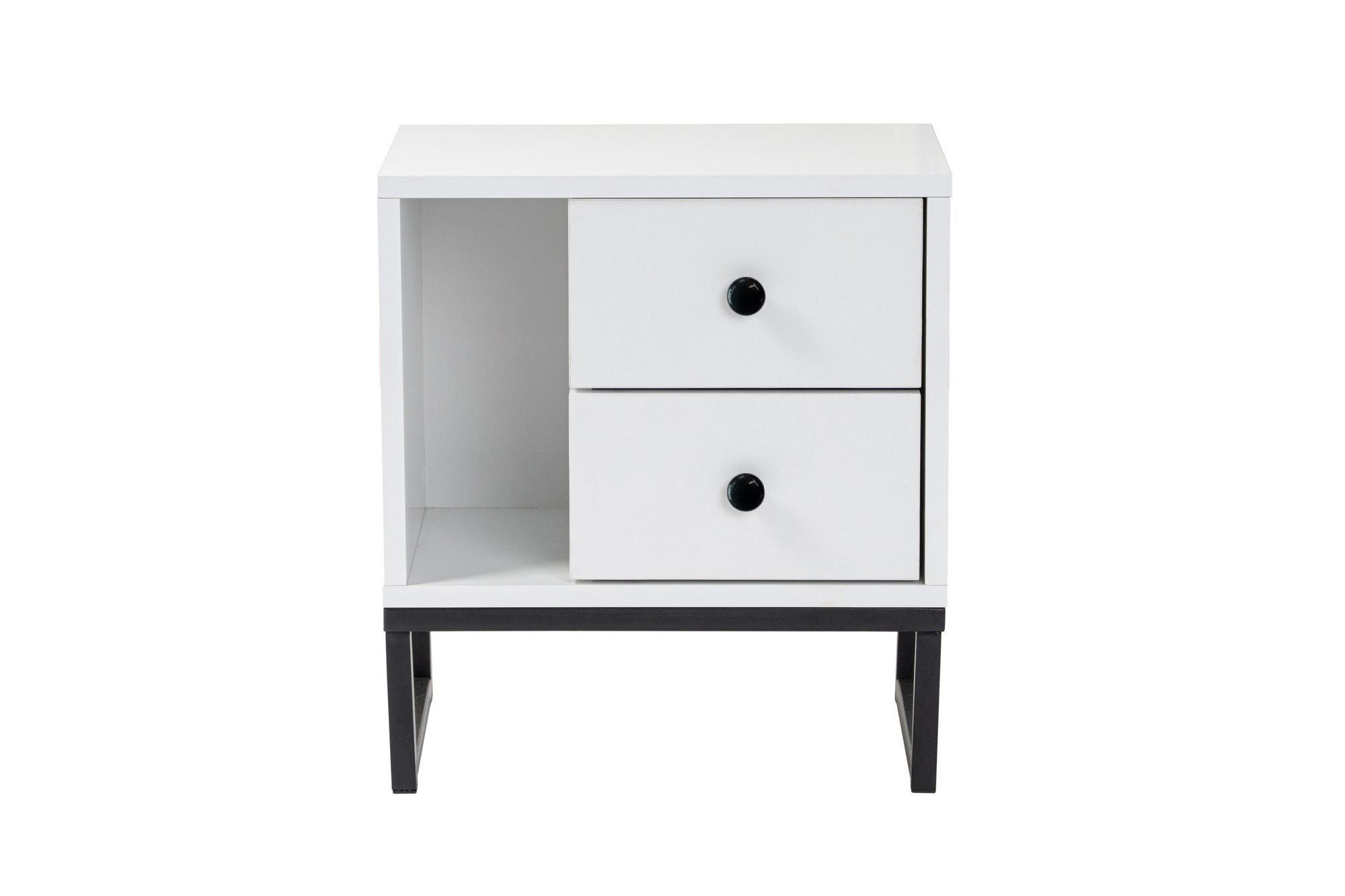 Glimmer - Bedside Table - White/Black