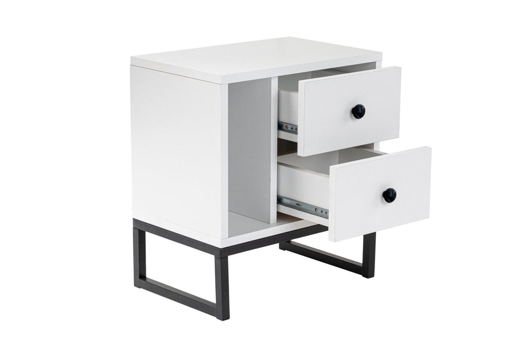 Glimmer - Bedside Table - White/Black