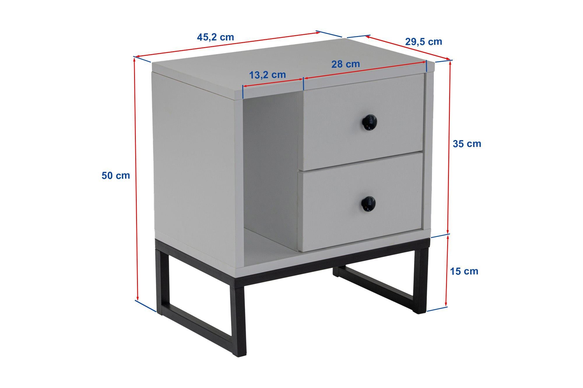 Glimmer - Bedside Table - White/Black