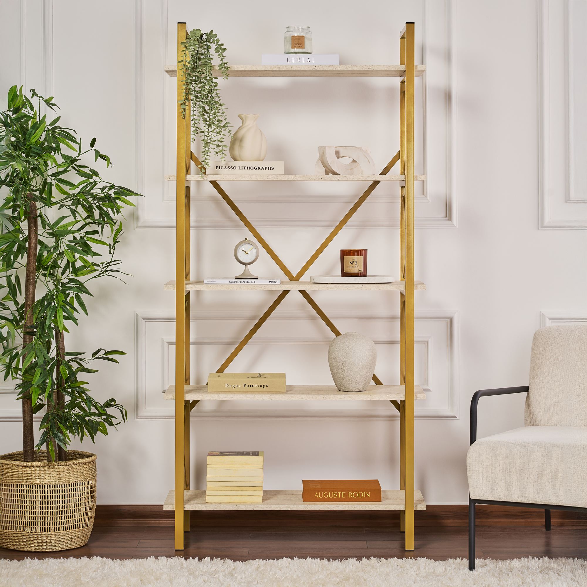 Elysian - Librería - Travertino/Dorado