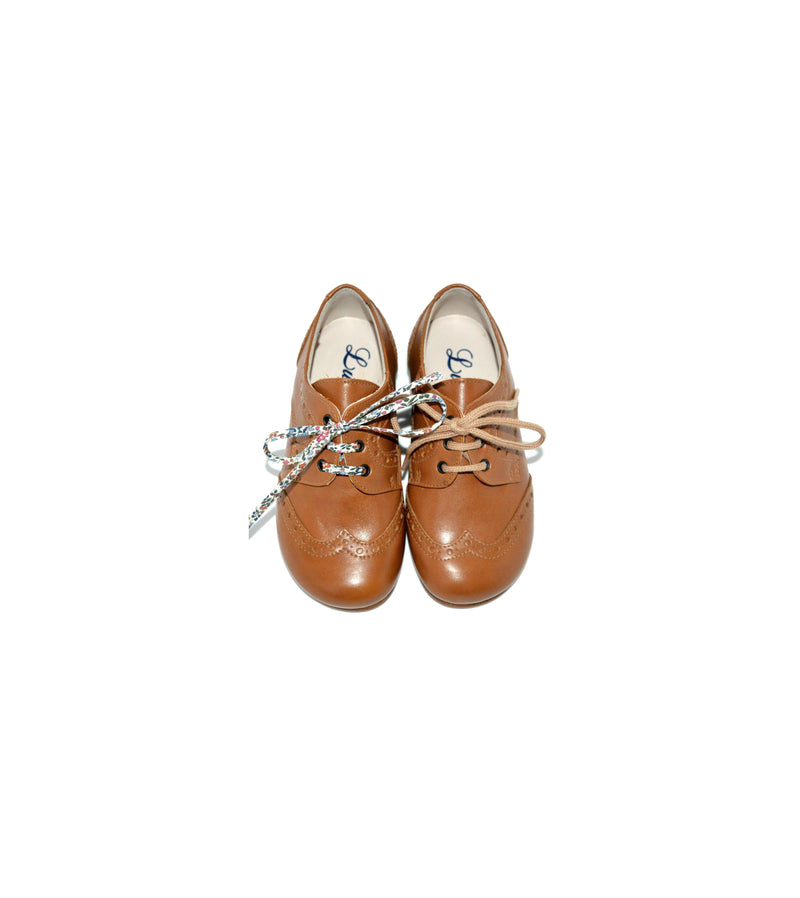 Gabriel Bout Golf Children's Lace-Up Derby Shoes - Camel Leather - Unisex