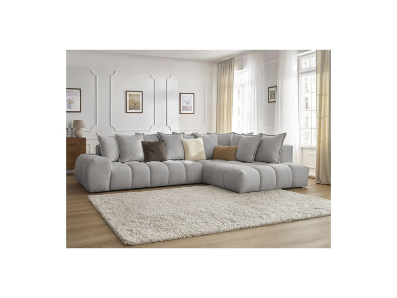 Canapé D'Angle Fixe - Everest - Tissu Texturé - Angle Droit - 10 Coussins