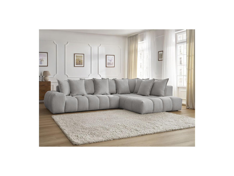 Canapé D'Angle Fixe - Everest - Tissu Texturé - Angle Droit - 10 Coussins