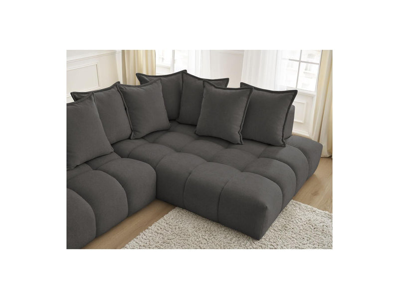 Canapé D'Angle Fixe - Everest - Tissu Texturé - Angle Droit - 10 Coussins