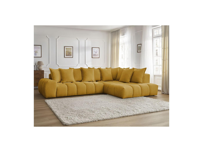 Canapé D'Angle Fixe - Everest - Tissu Texturé - Angle Droit - 10 Coussins