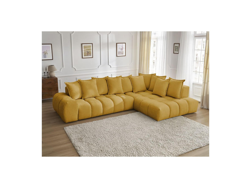 Canapé D'Angle Fixe - Everest - Tissu Texturé - Angle Droit - 10 Coussins