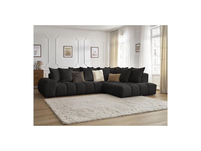 Canapé D'Angle Fixe - Everest - Tissu Texturé - Angle Droit - 10 Coussins
