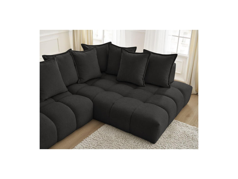 Canapé D'Angle Fixe - Everest - Tissu Texturé - Angle Droit - 10 Coussins