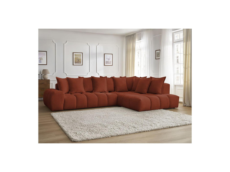Canapé D'Angle Fixe - Everest - Tissu Texturé - Angle Droit - 10 Coussins
