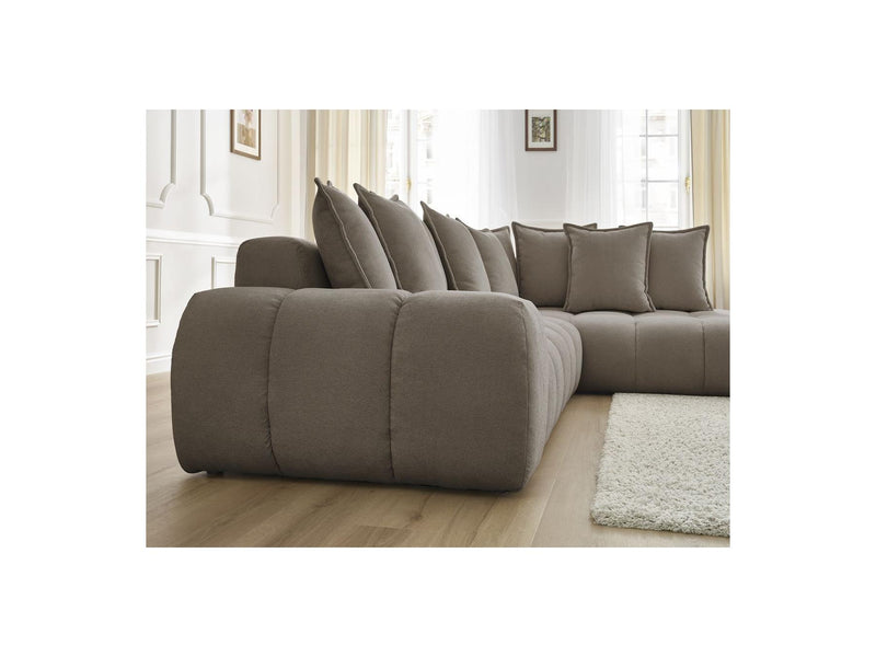 Canapé D'Angle Fixe - Everest - Tissu Texturé - Angle Droit - 10 Coussins