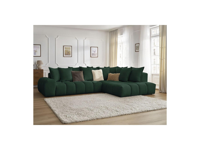 Canapé D'Angle Fixe - Everest - Tissu Texturé - Angle Droit - 10 Coussins